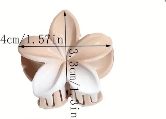 Γυναικείο Fashion Clip Κλάμερ Κοκάλινο Flower Beige 4cm