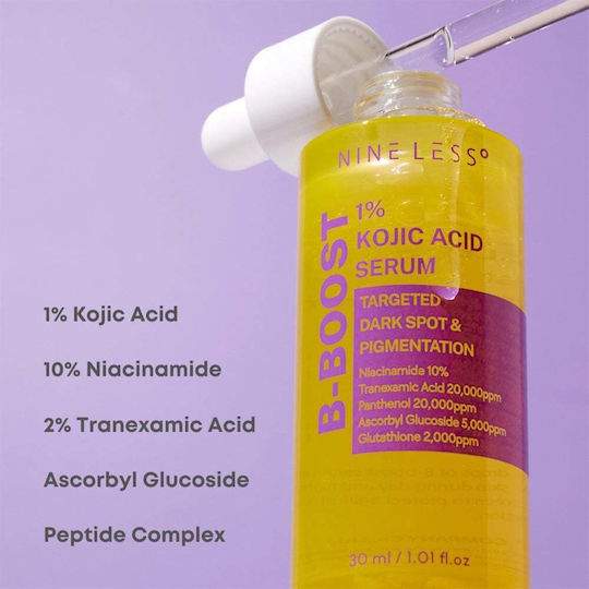 Nine Less B-Boost 1% Kojic Acid Serum Προσώπου για Λάμψη & Λεύκανση 30ml