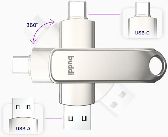 Buddi 64ГБ USB 3.1 Стик Сив