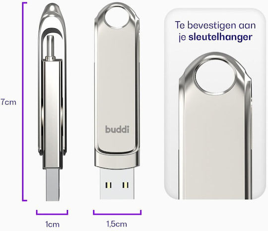 Buddi 64ГБ USB 3.1 Стик Сив