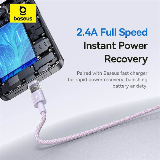 Baseus Data Редовна USB-A към Lightning кабел 12W Лилав 2м (P10382700511-01)
