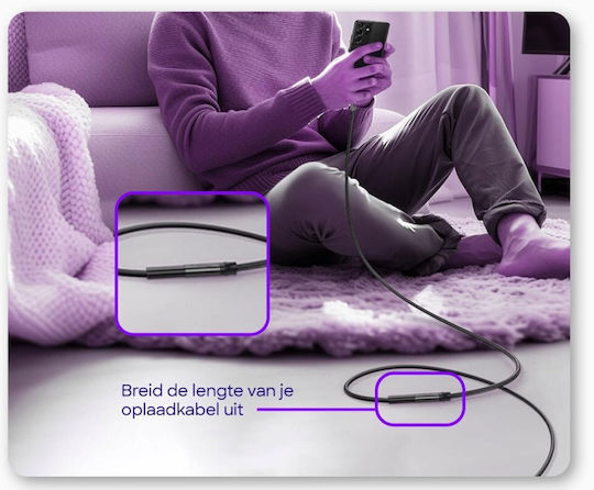 Buddi Cablu USB 2.0 USB-A Male - USB-A Female Negru 2m