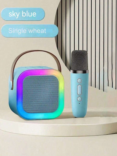 Boxă Karaoke Cu Microfon Wireless Și Efecte De Iluminare Albastre