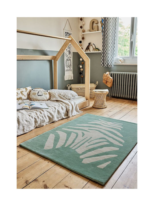 Zebra Χειροποίητο Παιδικό Χαλί Πράσινο 120x170cm