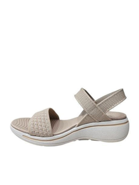 Women's Flat Sandals in Beige Color