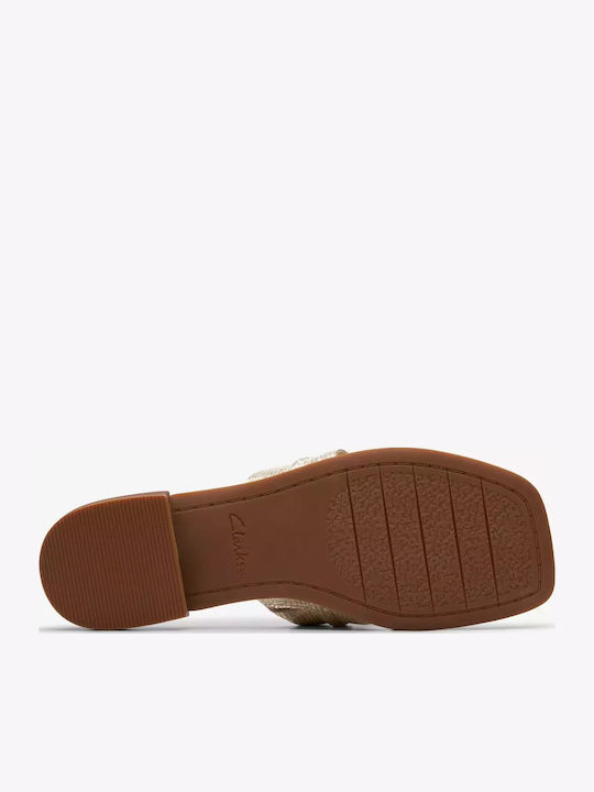 Mule Leather Women's Flat Sandals in Gold Color