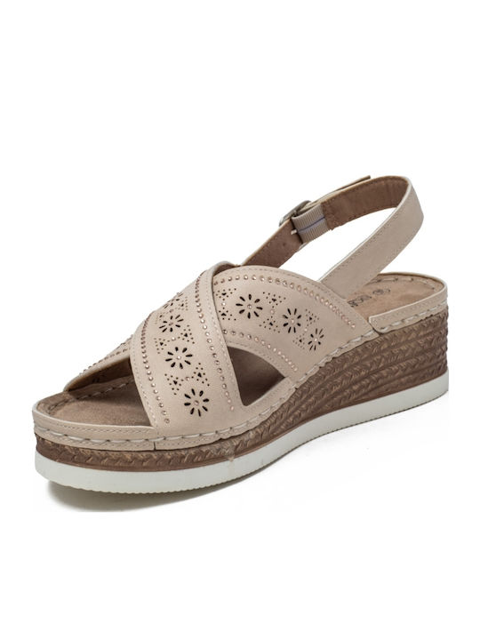 Damenplattformen Beige