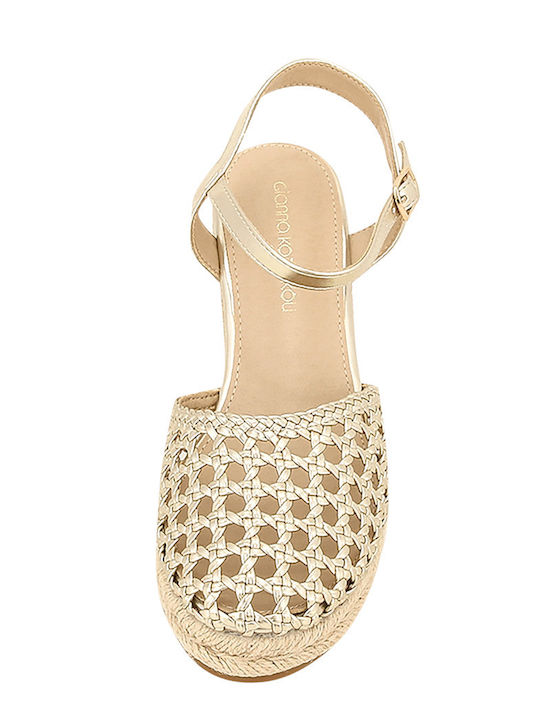 Elsen Women's Leather Platform Espadrilles Gold