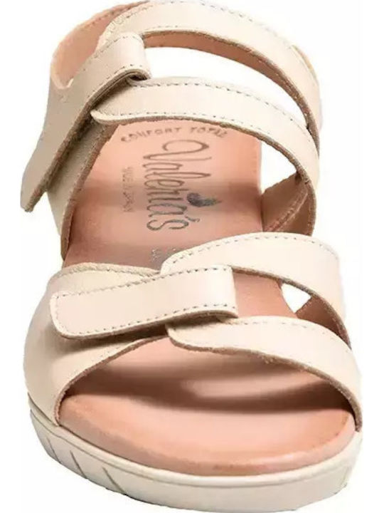 Anatomic Women's Leather Ankle Strap Platforms Beige