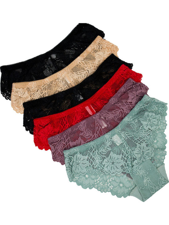 Γυναικεία Slip MultiPack με Δαντέλα Multicolour