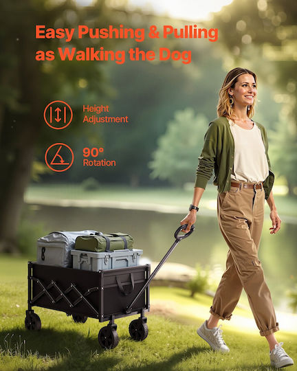 Foldable Garden Cart Metallic Four-wheel 120lt