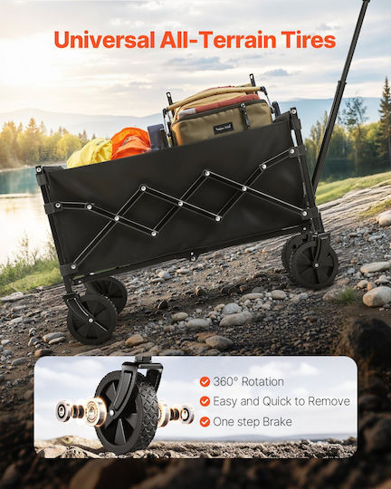 Foldable Garden Cart Metallic Four-wheel 120lt