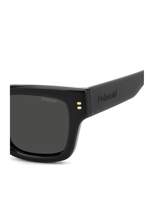 Polaroid Herren Sonnenbrillen mit Schwarzem Horn umrandetem Rahmen und Grauen Gläsern pld6238/s/x 807/M9