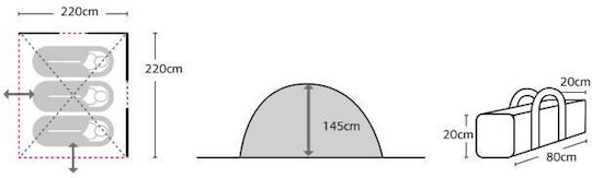 Keumer Automatic Camping Tent Beige 3 Seasons for 3 People 80x20cm