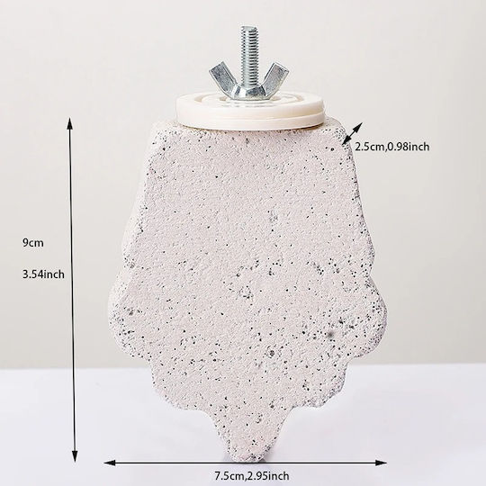 Calcium Stone Perch for Birds – Natural Nail & Beak Filing – Metal Screw M9xW7.5xH2.5cm