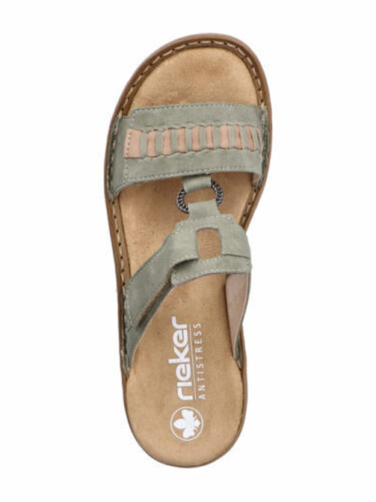 Flache Sandalen für Damen in Khaki Farbe