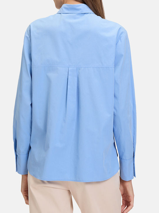 Women's Blouse Cotton Long Sleeve Light Blue