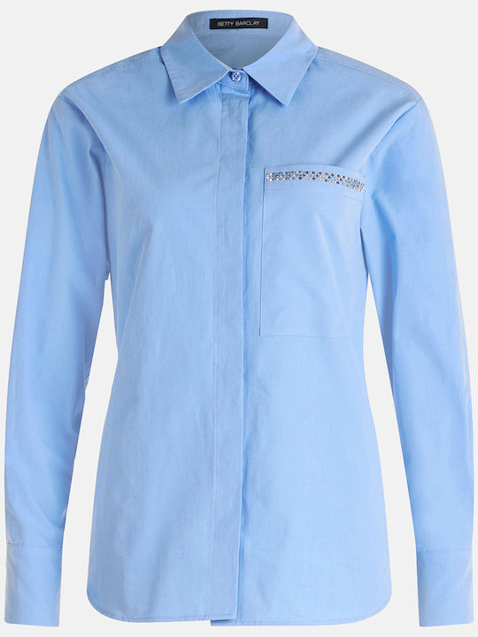 Women's Blouse Cotton Long Sleeve Light Blue