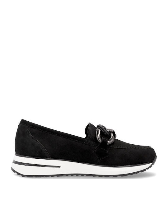 Leather Women's Moccasins in Black Color
