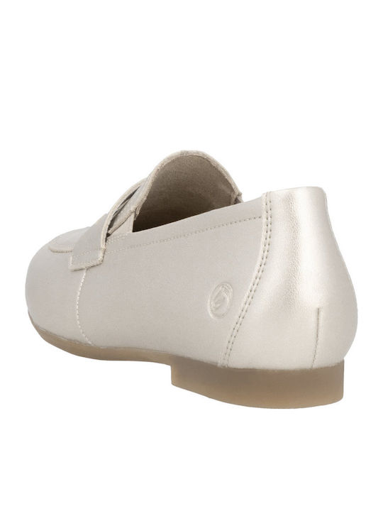 Δερμάτινα Γυναικεία Loafers σε Χρυσό Χρώμα