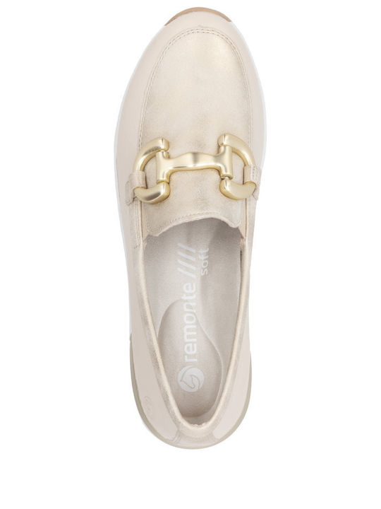 Кожени Дамски Loafers в Бежов Цвят