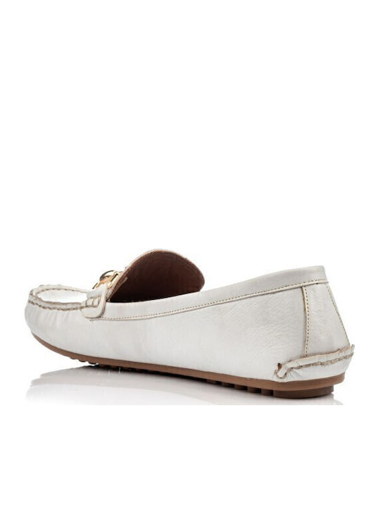 Leder Damen Loafers in Weiß Farbe