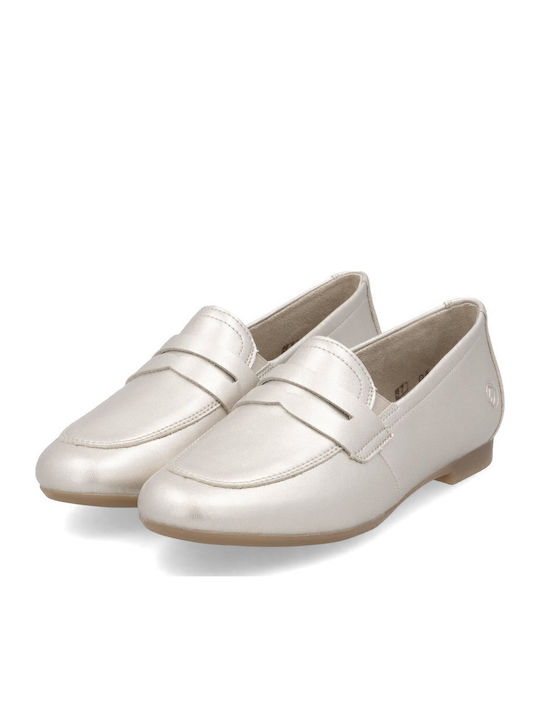 Δερμάτινα Γυναικεία Loafers σε Χρυσό Χρώμα