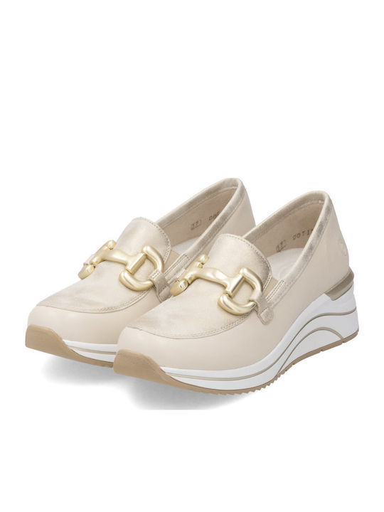 Кожени Дамски Loafers в Бежов Цвят