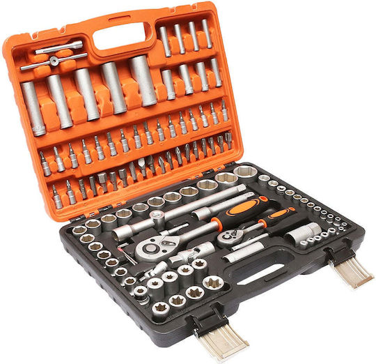 Καρυδάκια Torx Μακριά με Καρέ Υποδοχής 1/4", HEX, 1/2" Σετ 108τμχ