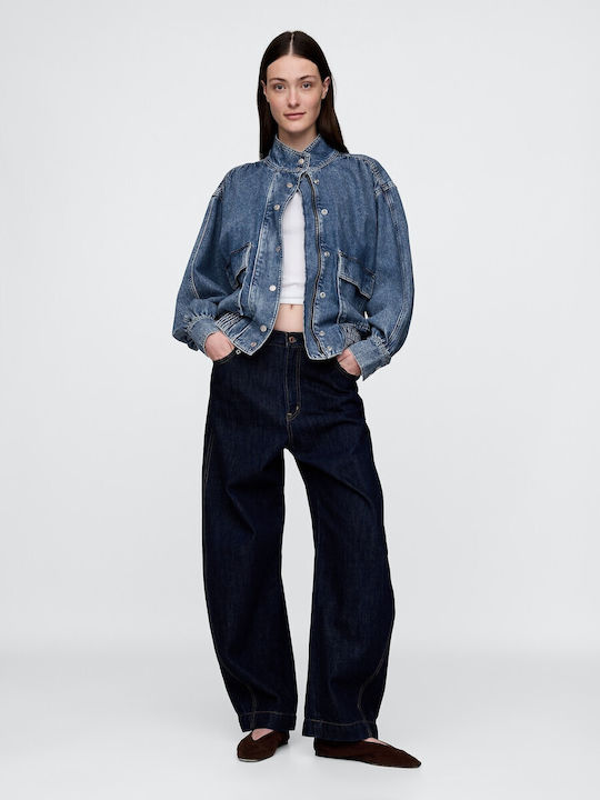 Μακρύ Γυναικείο Τζιν Μπουφάν Medium Indigo