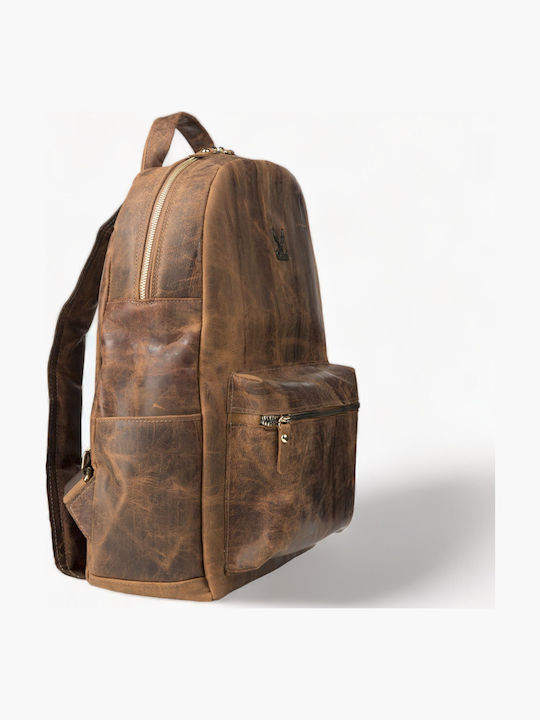 Genui Leather Backpack Καφέ