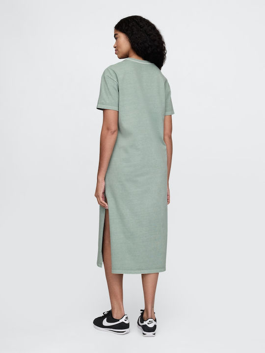 Summer Midi Knitted Dress Gasoline Green
