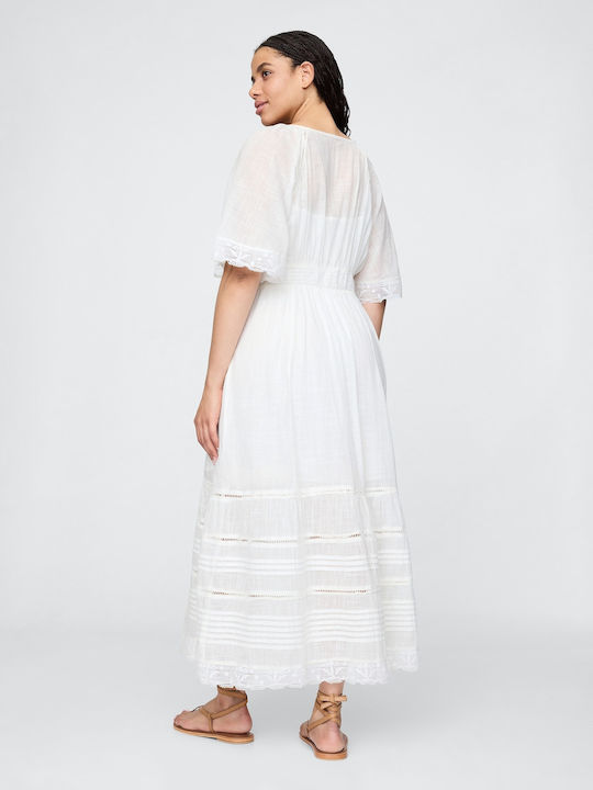 Sommer Midi Hemdkleid Off-White