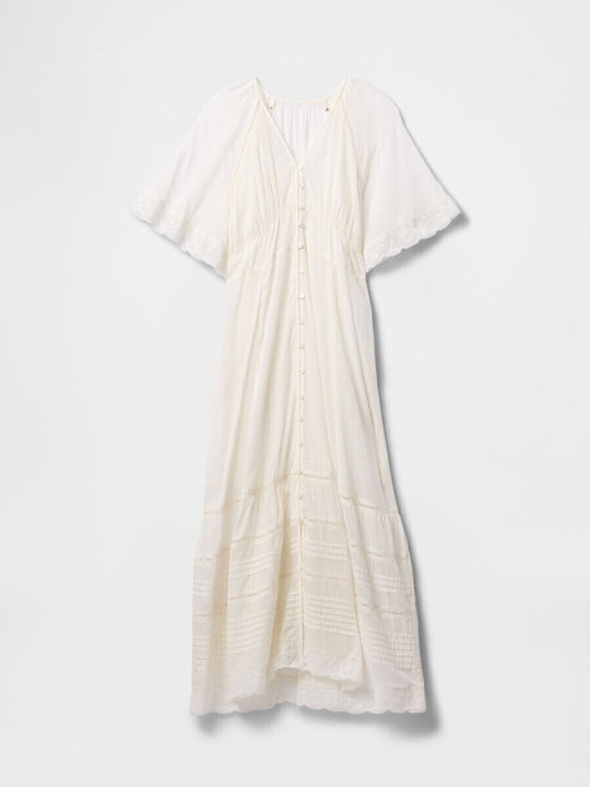 Sommer Midi Hemdkleid Off-White