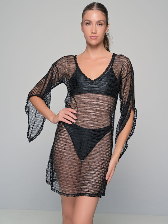 Milena by Paris Καφτάνι Παραλίας Μάυρο