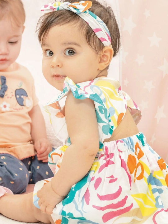 Rochie Fete Mânecă Lungă Floral Set Cu Chilot și Accesorii Multicolor