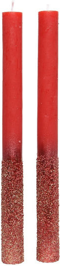 Kaemingk Christmas Metallic Red Candle 25x2.5cm 2pcs
