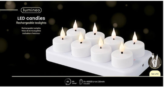 Lumineo Christmas Plastic White Battery Candle 4.58x4cm 8pcs