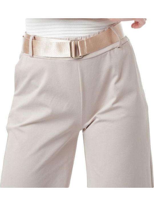 Beige Baumwollhose mit Gürtel