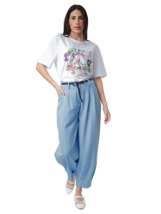 Light Blue Belted Trousers