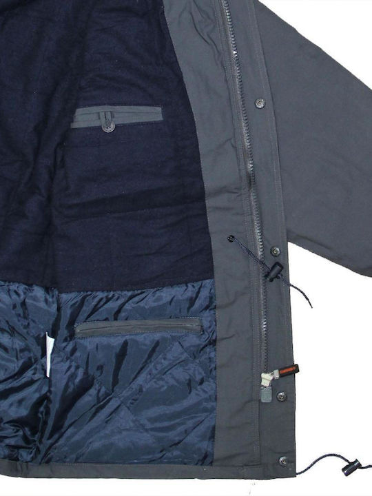 Il Mondo Work Jacket Cold with Removable Lining and Detachable Hood Gray