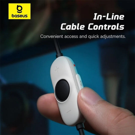 Baseus GoPlay 1+ Max Over Ear Gaming Headset με σύνδεση USB Λευκό for PC