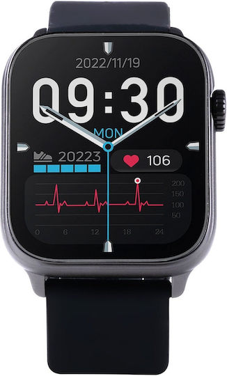 Vivax Life FIT3 Aluminium Smartwatch με Παλμογράφο (Μαύρο)
