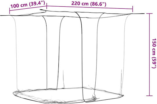 vidaXL Cort pentru camping suspendat Alb 220x100x150cm.