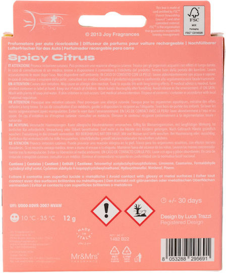 Mr & Mrs Fragrance Αρωματικό Αεραγωγού Αυτοκινήτου Niki Spicy Citrus