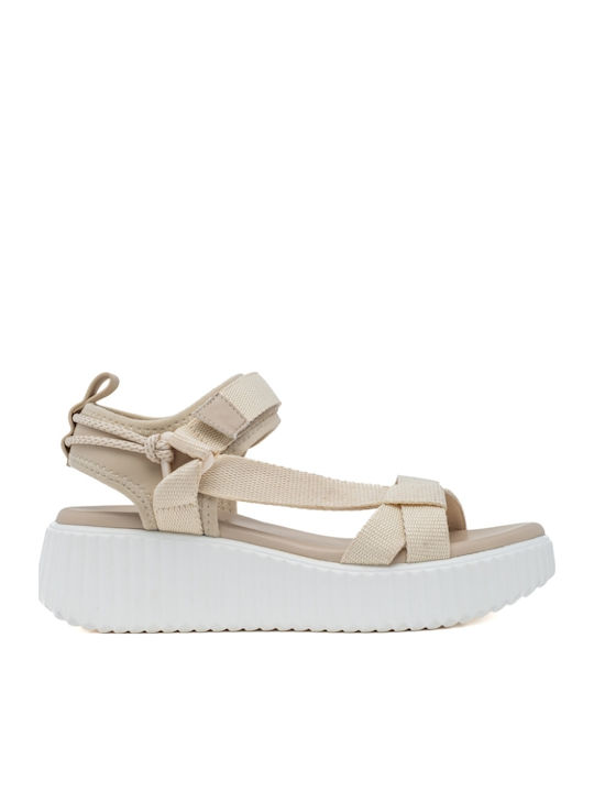 Sandale Casual Damă Flatforme Bej
