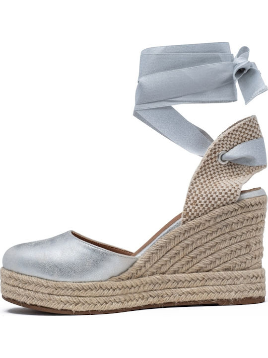 Damenplattformen im Espadrilles-Stil Silber