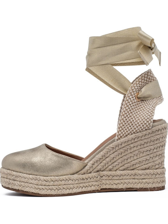 Damenplattformen im Espadrilles-Stil Goldene