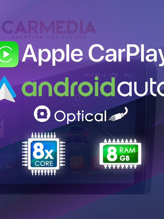 Carmedia Auto-Audiosystem 2009-2014 (Bluetooth/USB/WiFi/GPS/Apple-Carplay/Android-Auto) mit Touchscreen 9"