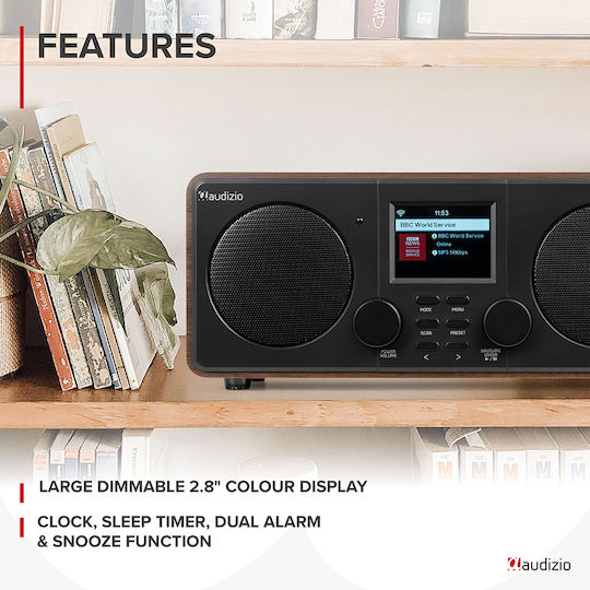 Audizio Foza Επιτραπέζιο Ραδιόφωνο Ρεύματος DAB+ με Bluetooth Wood